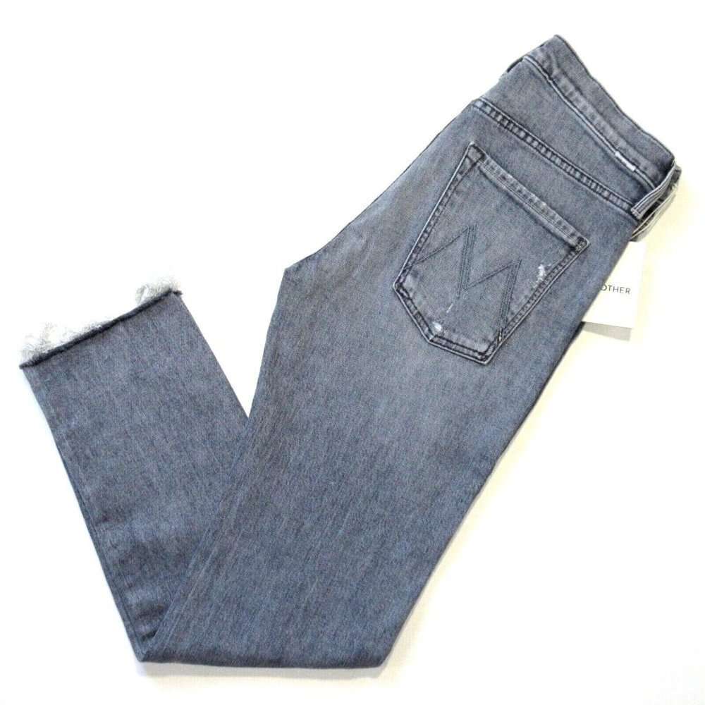 NWT Mother Scrapper Cuff Ankle Fray in Shadows in the Grass Gray Crop Jeans 27 - Picture 5 of 5